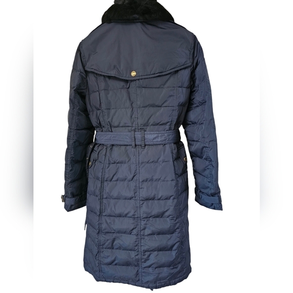 Burberry Brit down puffer parka double breasted blue zipper button closure. - Picture 3 of 12